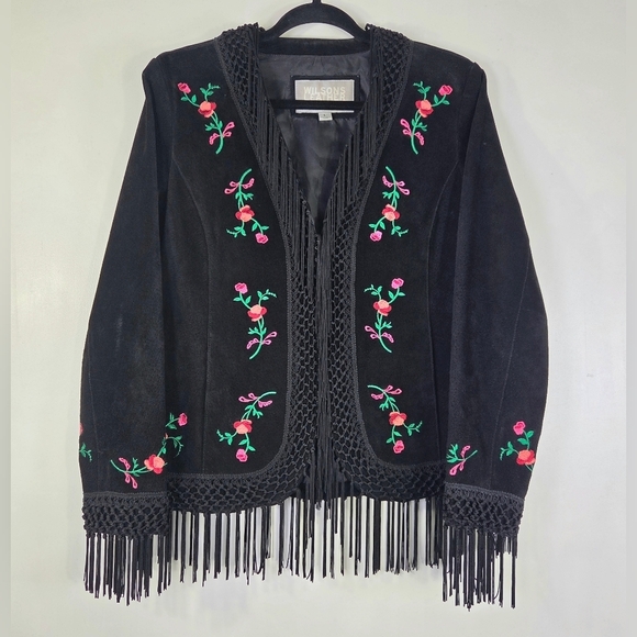 Wilsons Leather Jackets & Blazers - RARE VINTAGE WILSONS LEATHER MAXIMA EMBROIDERED SUEDE FRINGE BOHO JACKET.